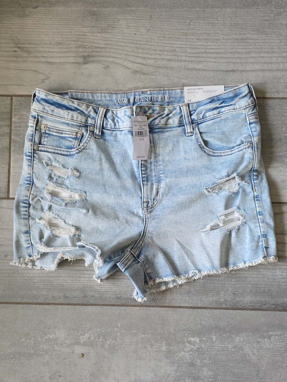 American Eagle Outfitters Light Wash Distressed Denim Shorts